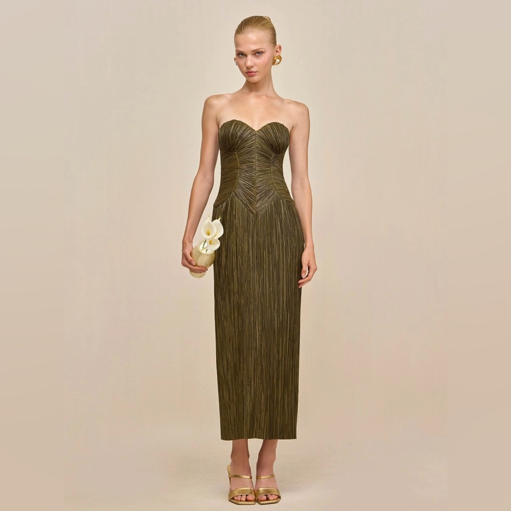 cult gaia Ashika Gown - Strapless Rosemary Green